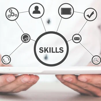skills infographic held up by two hands