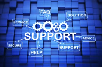 support infographic on blue background